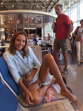 Are you bored at the airport too? Upskirt babe in public