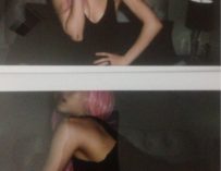 Christiahna pink wig polaroid camera