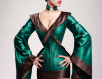 Jade vixen in green kimono corset