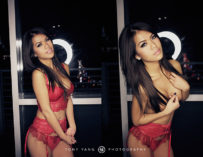 Megan in and out of red lingerie p